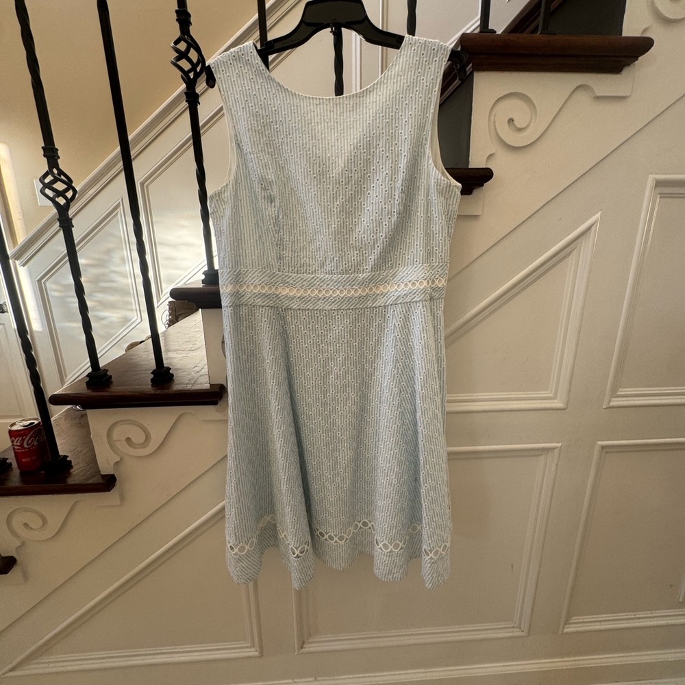 Calvin Klein Light Blue Textured Sleeveless Dress